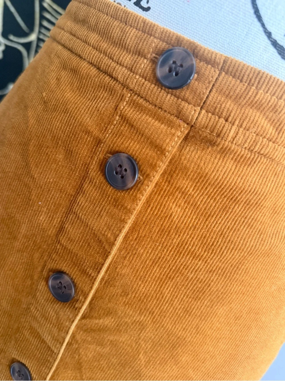 J. Crew Corduroy Button-Front A-Line Mini Skirt - Mustard